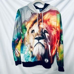 Mr 1991 & Miss GO Inc RAINBOW LION Zip Up Hoodie All Over Print Large